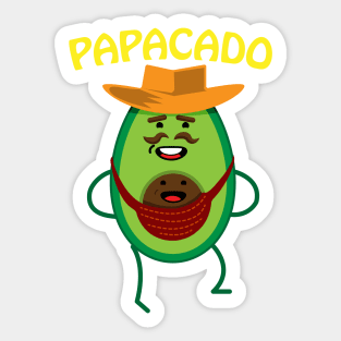 Papacado Mustache Dad Avocado Cute Baby Sticker
